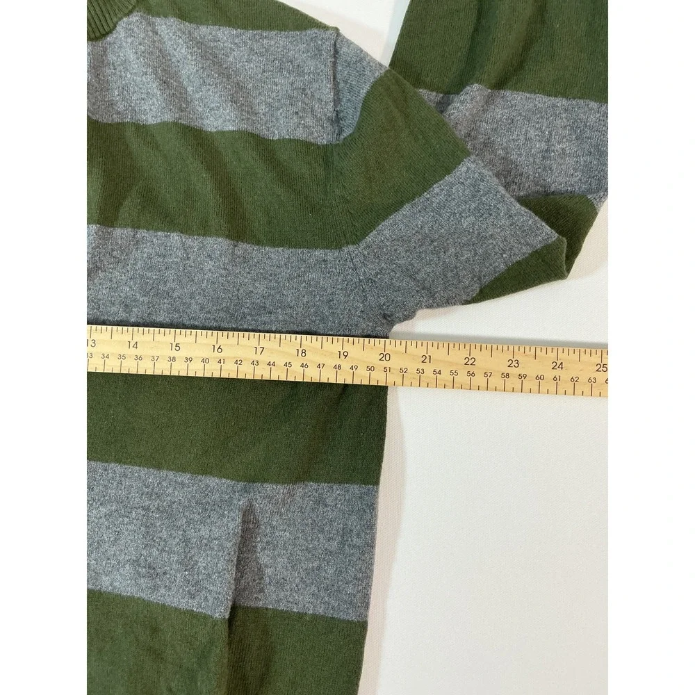 VTG Banana Republic Full Zip Striped Sweater Green Gray Size M Y2K Silk Blend